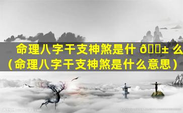 命理八字干支神煞是什 🐱 么（命理八字干支神煞是什么意思）